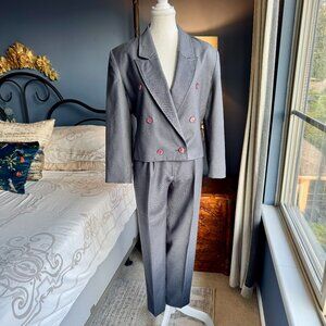 90s Vintage Grey Pants Suit